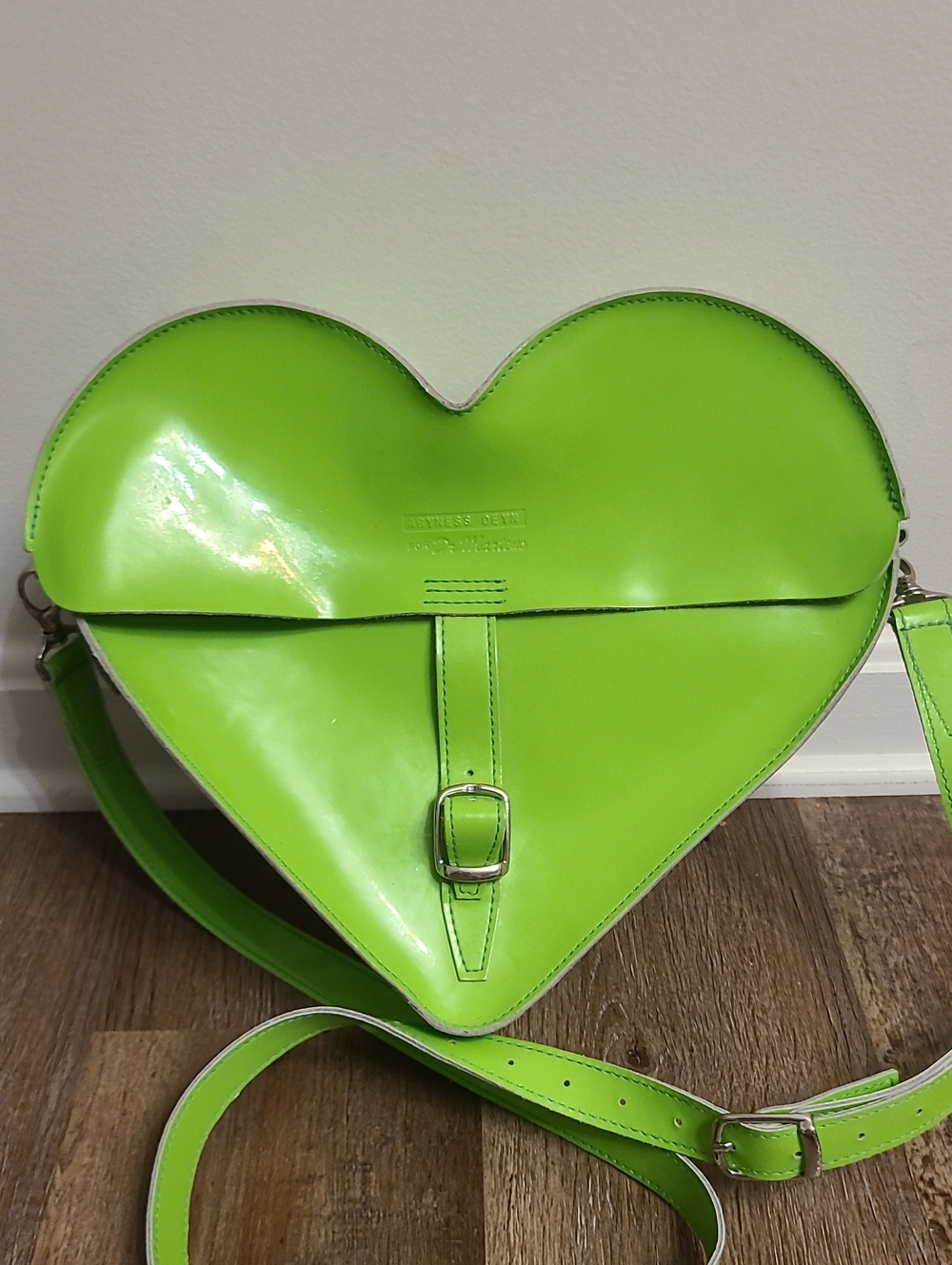 RARE Dr Martens Agyness Deyn Heart Shaped Backpack In Neon Green